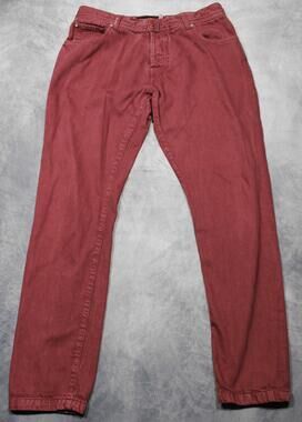 Kiton Jeans Mens 33x32 Red Cotton Denim Tapered Button Fly Made In Italy
